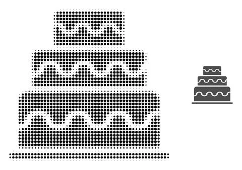Cake Halftone Dotted Icon Stock Illustration