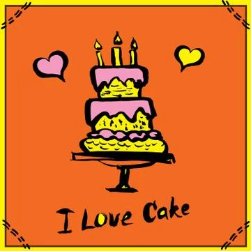 Cake, Hand drawn illustration Stock Illustration