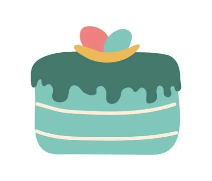 Cake hand drawn vector doodle illustration. Isolated on white background. Spr Stock Illustration