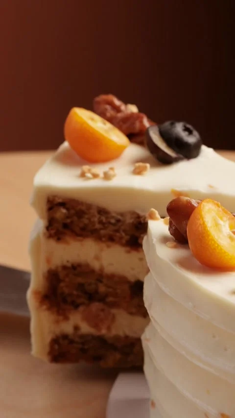 Cake hand takes a piece of cake pastry shop Stock Footage 262873767