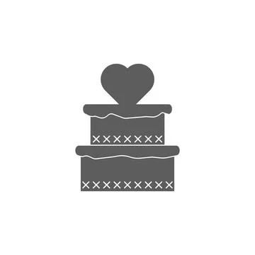 Cake with heart icon. Elements of Valentine's Day icon. Premium quality graphic Illustrazione stock