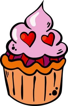 Cake-with-hearts Stock Illustration