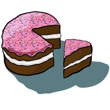 Cake Iced Cut Piece Illustrazione stock
