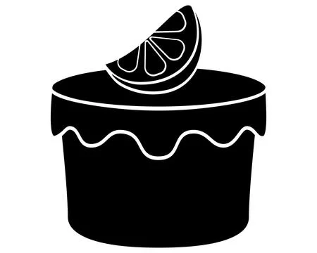 Cake with icing and lemon fruit pastry - vector silhouette for stencil, logo Stock Illustration