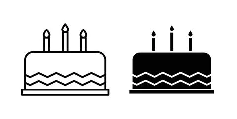 Cake icon in black and white. vector icon pack for websites Illustrazione stock