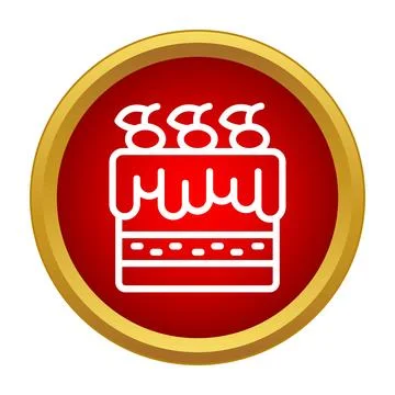 Cake icon with cherries on red background Stock Illustration