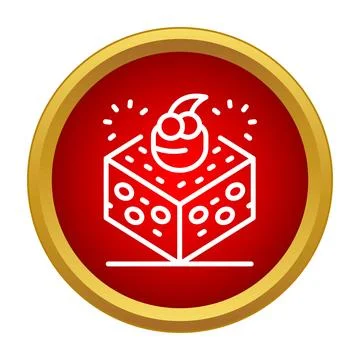 Cake icon with cherry on top in red circle Stock Illustration