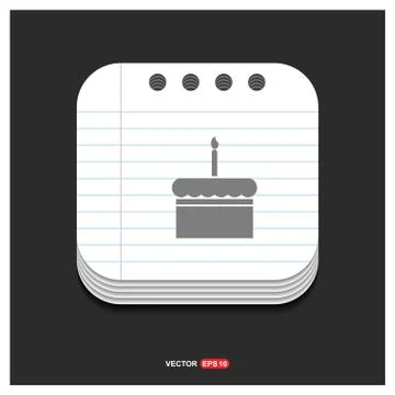 Cake icon Gray icon on Notepad Style template Vector EPS 10 Free Icon Illustrazione stock