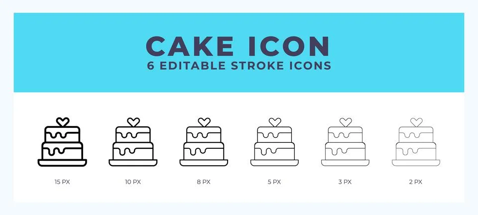 Cake icon illustration vector with editable stroke. Stock Illustration