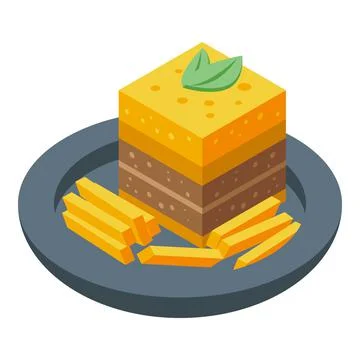Cake icon isometric vector. Dish meal Stock Illustration