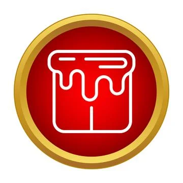 Cake icon with melting icing in a gold frame Stock Illustration