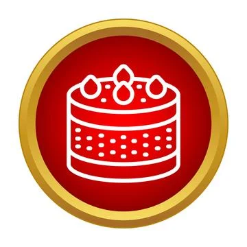 Cake icon red button with celebration dessert design Illustrazione stock