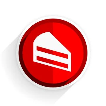 Cake icon, red circle flat design internet button, web and mobile app illustr Stock Illustration
