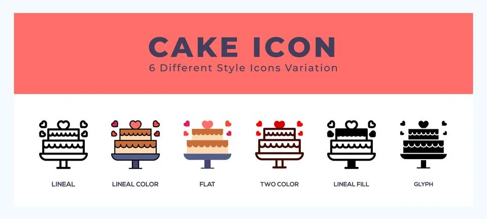 Cake icon set. Design elements for logo Stock Illustration
