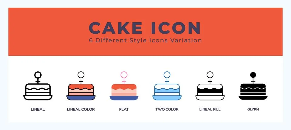 Cake icon set. Design elements for logo Illustrazione stock