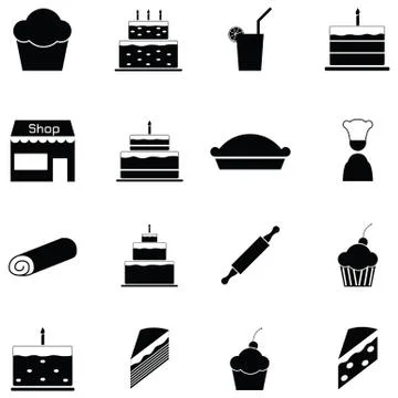 Cake icon set Illustrazione stock