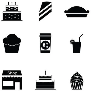 Cake icon set Stock Illustration