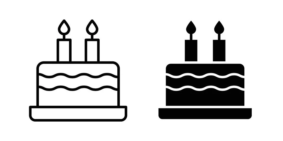 Cake icon silhouette vector set. thin line pack Stockillustratie