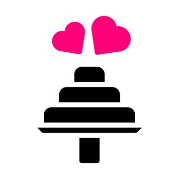 Cake icon solid black pink style valentine vector illustration perfect. 스톡 일러스트