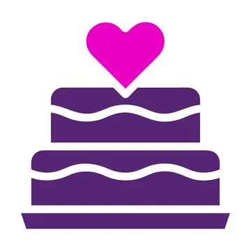 Cake icon solid duocolor pink purple colour mother day symbol illustration. Stock Illustration