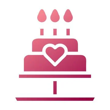 Cake icon solid gradient red colour mother day symbol illustration. 库存插图