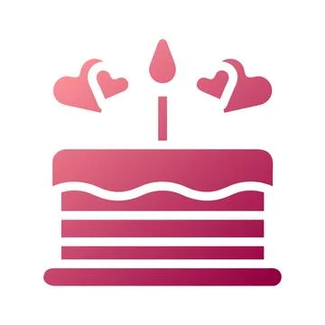 Cake icon solid gradient red colour mother day symbol illustration. 库存插图