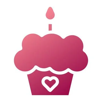 Cake icon solid gradient red colour mother day symbol illustration. 库存插图