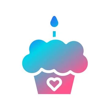 Cake icon solid gradient red purple blue colour mother day symbol illustratio Stock Illustration