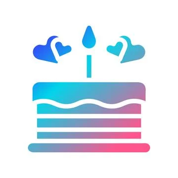 Cake icon solid gradient red purple blue colour mother day symbol illustratio 库存插图