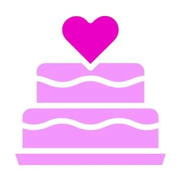 Cake icon solid pink colour mother day symbol illustration. Illustrazione stock