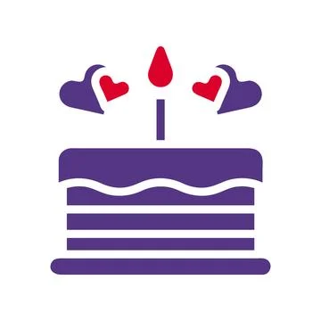 Cake icon solid red purple colour mother day symbol illustration. Stock Illustration