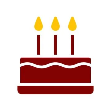 Cake icon solid red yellow colour mother day symbol illustration. Stock Illustration