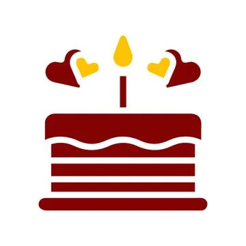 Cake icon solid red yellow colour mother day symbol illustration. Illustrazione stock