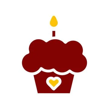 Cake icon solid red yellow colour mother day symbol illustration. Illustrazione stock