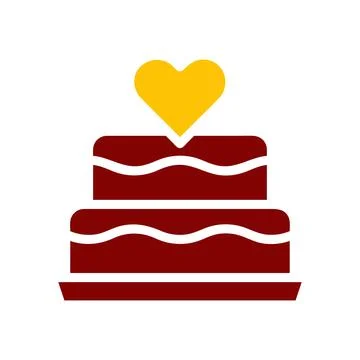 Cake icon solid red yellow colour mother day symbol illustration. Stock Illustration
