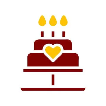 Cake icon solid red yellow colour mother day symbol illustration. Illustrazione stock