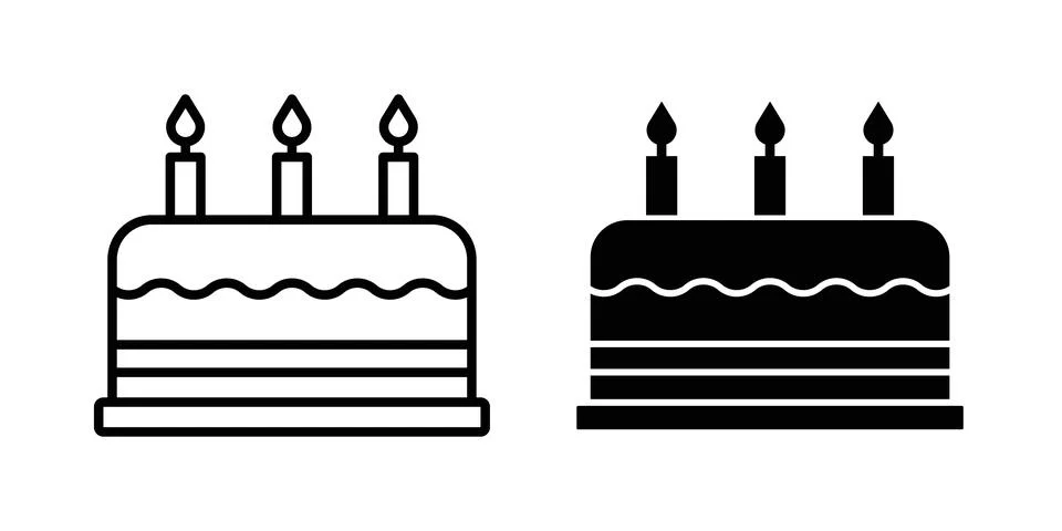 Cake icon symbol. Flat and Stroke Vector illustration Stock Illustration