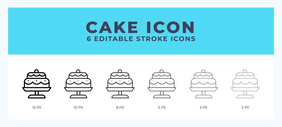 Cake icon in thin line. Bold line. Regular line. Editable stroke. 스톡 일러스트