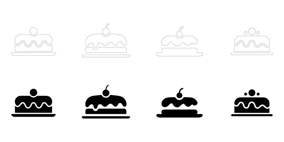Cake icons set. Stock Illustration