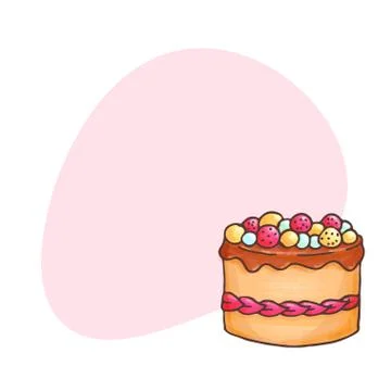 Cake illustration with place for text. Illustrazione stock
