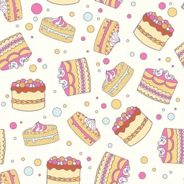Cake illustration seamless pattern Stock Illustration