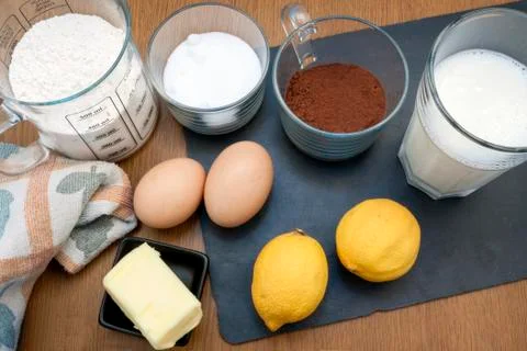 Cake ingredients Stock Photos