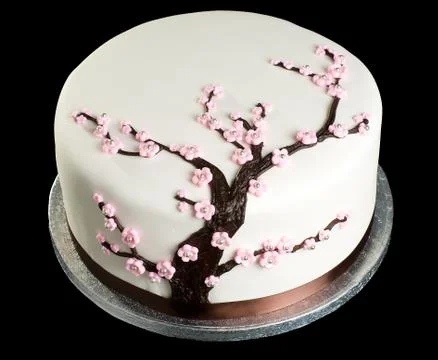 Cake on isolated black background Stock Photos