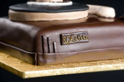 Cake on isolated black background Stock Photos