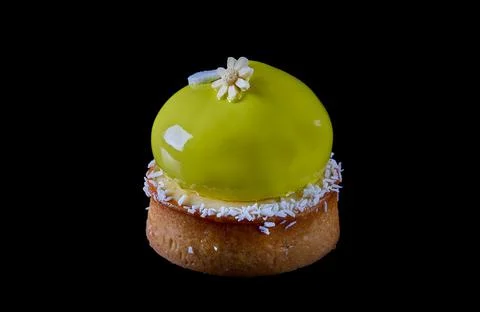 Cake isolated on black closeup. Stock Photos