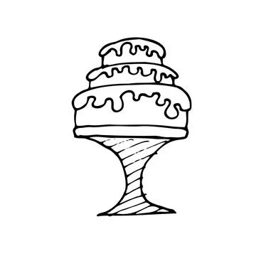 Cake isolated doodle vector Stock Illustration