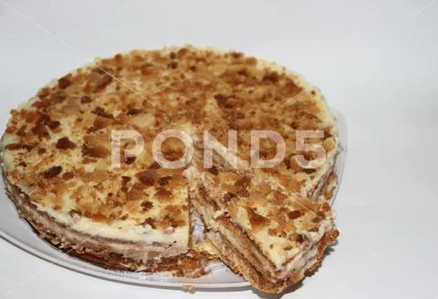 Cake in layers of baked shortcrust pastry and typical custard from the Jewish Stock Photos