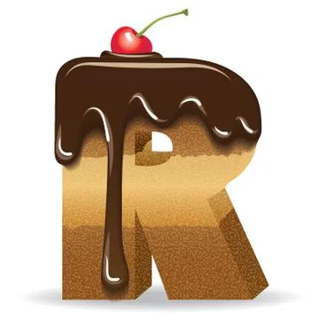 Cake letter R- birthday font Stock Illustration