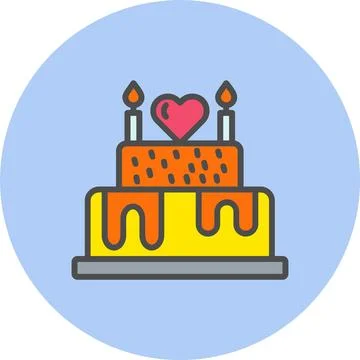 Cake Line Filled Circle Icon Stock Illustration