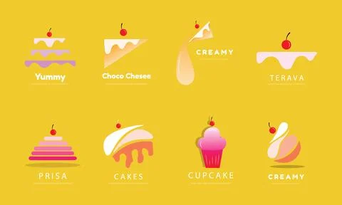 Cake Logo Design Collection Stock Illustration